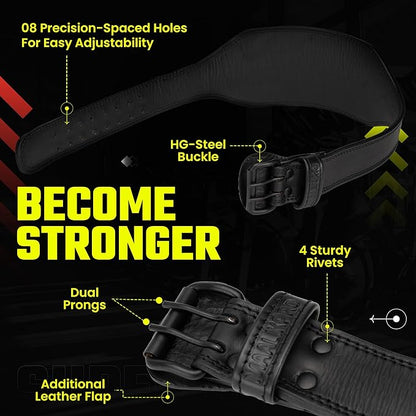 Weight Lifting Leather Belt with Adjustable Buckle, Gym, Workout & Weight Training - Weightlifting Belts for Men and Women