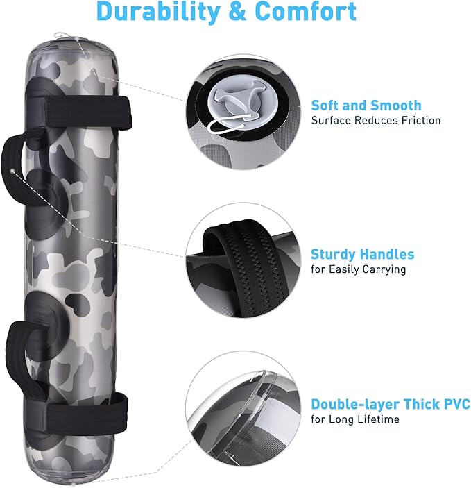 AW Foldable Adjustable Aqua Bag Exercise Water Weight Portable Strength Training Home Gym Workout Cardio Sport Fitness,Camouflage Gray,Pink,Gray