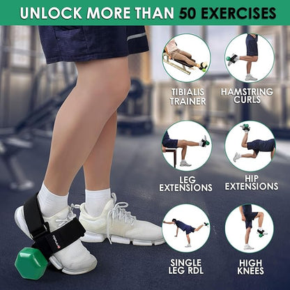 Original Dumbbell Foot Attachment, Tibialis Trainer, Adjustable Ankle Weights, Ankle Straps for Weight Lifting, Leg Workouts at Home for Hip, Shin Splint, Hamstring Curls, Leg extensions, Kettlebell Converstion Tool