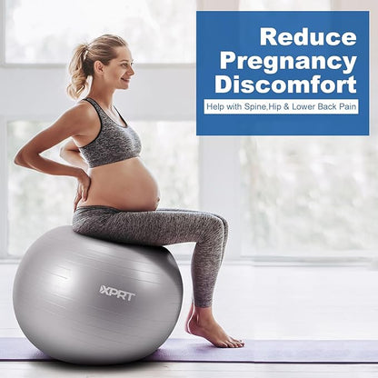 XPRT Fitness Exercise Ball (55/65/75cm) - Yoga Ball for Home Gym Workout, Physical Therapy, Balance, Stability Training - Office Ball Chair with Quick Pump (5 Colors)