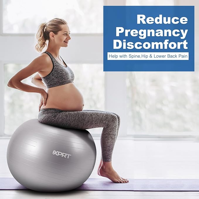XPRT Fitness Exercise Ball (55/65/75cm) - Yoga Ball for Home Gym Workout, Physical Therapy, Balance, Stability Training - Office Ball Chair with Quick Pump (5 Colors)