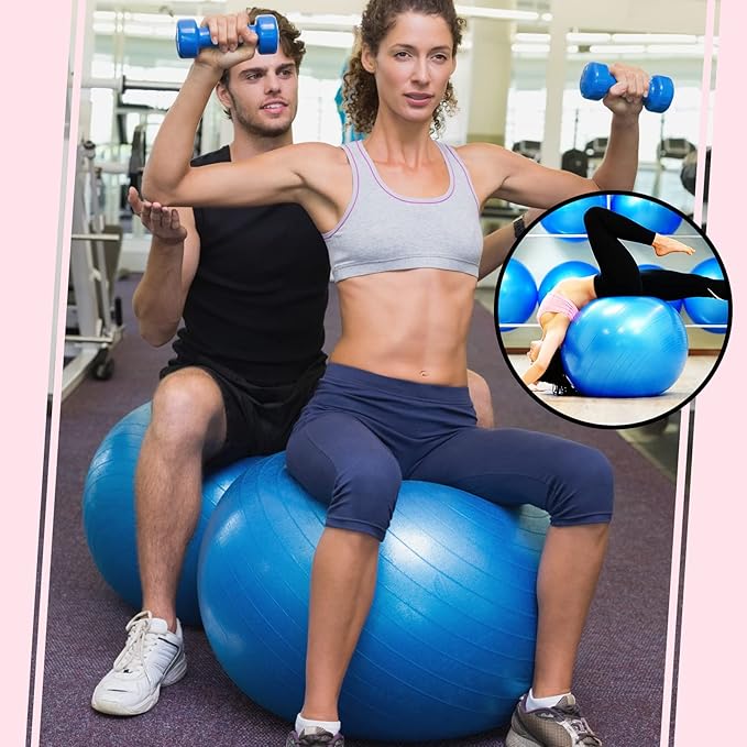 Jerify 3 Pcs Exercise Ball Inflatable Yoga Ball for Pregnancy Pilates Core Workout Equipment with Pump and Plug for Chair Fitness Stability Balance Birthing Gym Home Office Support 330lbs