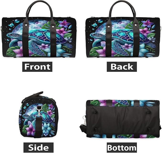 Travel Duffel Bag Galaxy Turtle Sport Tote Gym Bag Waterproof Foldable Carryon Weekend Overnight Training Handbag Sports Duffle Bags for Women Men Boys Girls