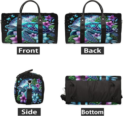 Travel Duffel Bag Galaxy Turtle Sport Tote Gym Bag Waterproof Foldable Carryon Weekend Overnight Training Handbag Sports Duffle Bags for Women Men Boys Girls
