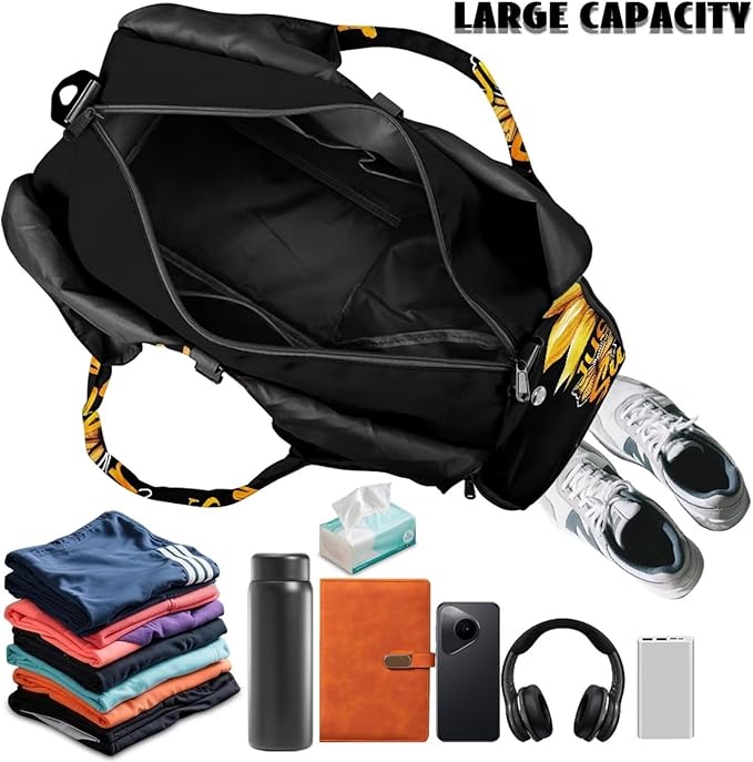 Gym Bag with Yoga Mat Holder Large Tote Bag With Multi Pockets for Women Men Dry Wet Separated Pocket Carryall Yoga Tote Bag for Pilates Travel Workout Office