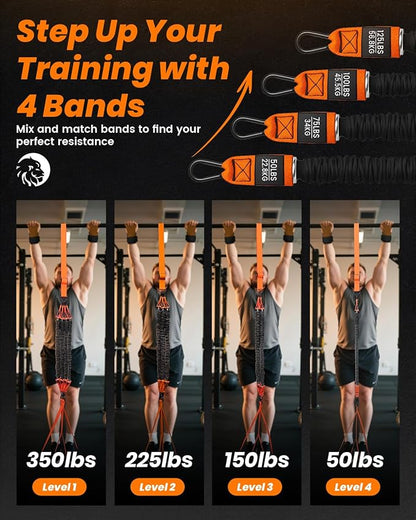 Pull Up Assistance Bands, Adjustable Heavy Duty Resistance Band for Pull Up Bar, Pull Up Assist Bands with Feet Rest for Strength Training, Home Fitness Workout Equipment, Height Adjustable