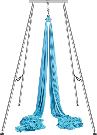 VEVOR Yoga Stand Frame, Max 441-551 lbs Load Swing Stand, Triangular Structure Aerial Rig, Aerial Silk Stands with Yoga Hammock, Standard & Height-Adjustable Version