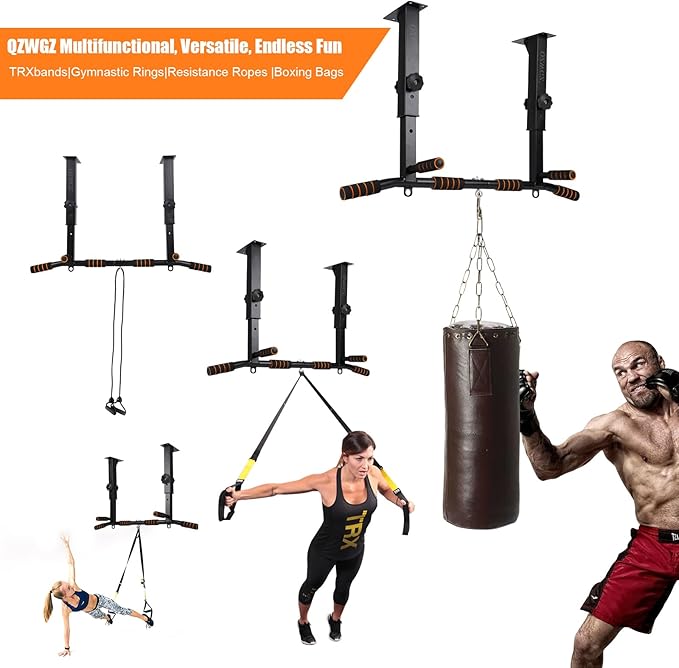 Height Adjustable Pull Up Bar, Heavy Duty Pull Up Bar, BarMount, Ceiling Mount, StrengthTraining Equipment for Home, Gym, Strength Training(Maximum (Ceiling mounted)