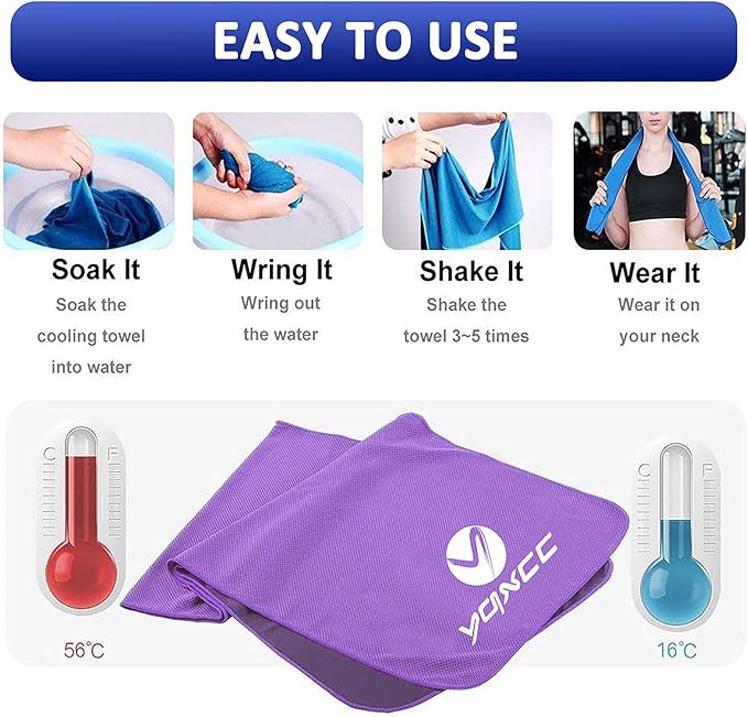 YQXCC Cooling Towels | 4 Pack 40"x12" | Cool for Neck | Microfiber Soft Breathable Chilly | for Sports, Yoga, Golf, Gym, Camping, Running, Workout & More Activities