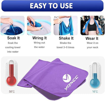 YQXCC Cooling Towels | 4 Pack 40"x12" | Cool for Neck | Microfiber Soft Breathable Chilly | for Sports, Yoga, Golf, Gym, Camping, Running, Workout & More Activities