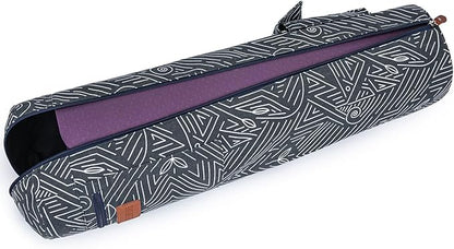 Canvas Yoga Mat Bag with Adjustable Strap & Pockets, Full-Zip Travel Gym Tote for Women & Men, Fits 1/4" & 1/3" Thick Mats, Lightweight Carrier for Yoga, Studio, Workout, Outdoor Use