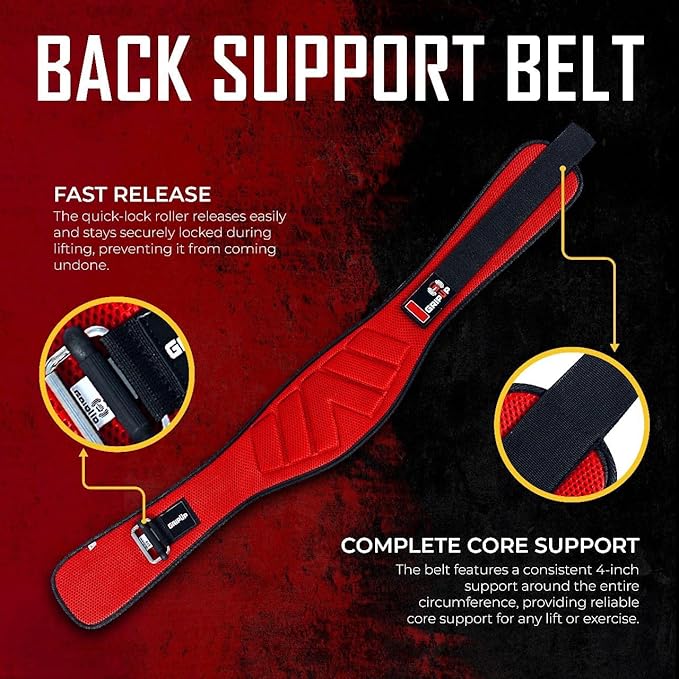 Weight lifting Belt 6 Inch Auto-Lock Curved Padded Back Lumbar Support Gym Belt for Fitness Exercise Bodybuilding Powerlifting Workouts Deadlifts Squats & Weightlifting Men Women