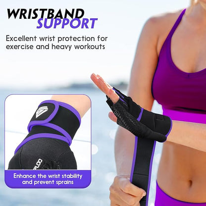 Workout Gloves Gym Gloves Weight Lifting Gloves for Men Women with Full Palm Pad,Strong Wrist Wraps Support,Enhanced Grip,for Fitness,Training,Weightlifting,Exercise