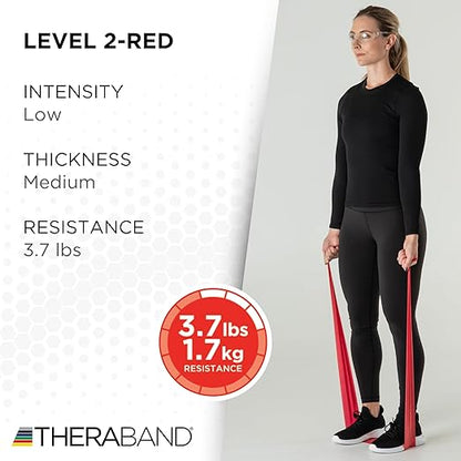 THERABAND Professional Resistance Band, Red Level 2 Medium, 5 ft Exercise Band for Physical Therapy, Strength Training, Upper and Lower Body Workouts, Yoga and Pilates