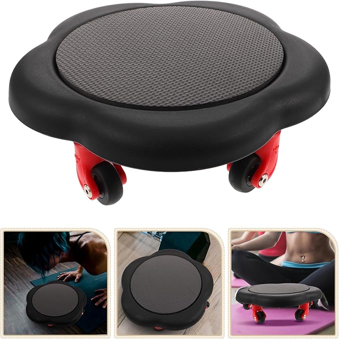 Toyvian Five-wheel Ab Roller Wheel Core Exercise Sliders, Dual-sided Fitness Sliding Discs for Home Abdominal Training and Travel Workout, Black