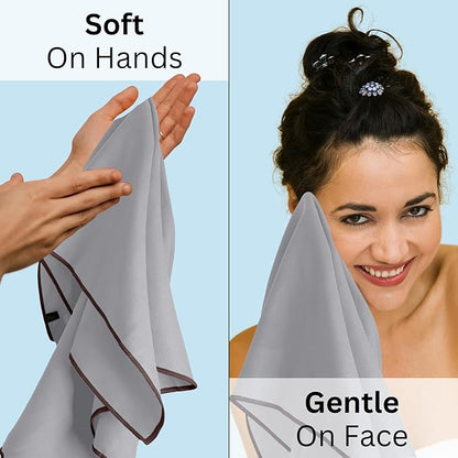 Backpacking Ultralight Quick Dry Microfiber Soft Fast Drying Hand and Face Towel Wash Cloth Camping Yoga Hiking Active Lifestyle Small (Gray, Medium)