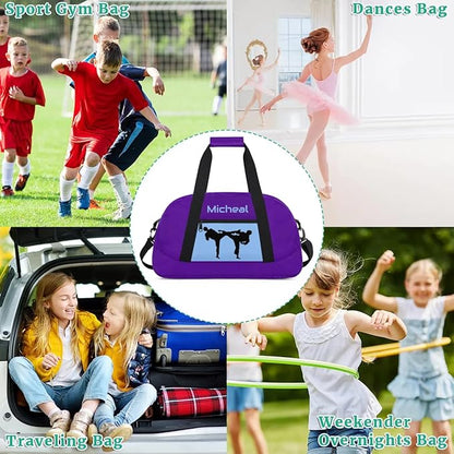 Personalized Martial Art Bag Duffel Bag for Boys Girls, Custom Taekwondo Karate Bag for Travel Weekender Practice Blue Purple