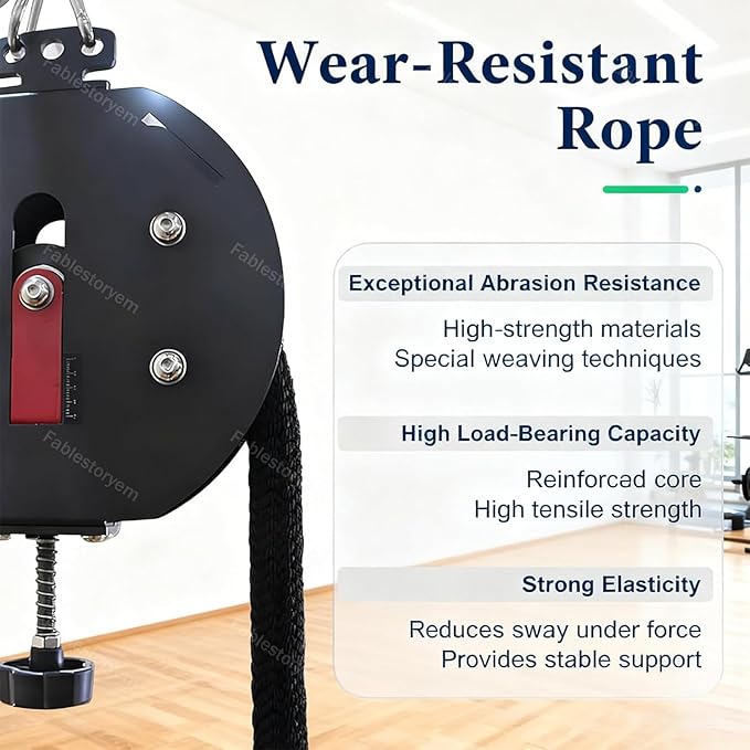 Full-Body Resistance Trainer, Endless Rope Trainer, Portable Cable Pulley System, Rope Climb Equipment with Adjustable Resistance, Home Gym Equipment, 330lb Load, Includes Straps and 2 Lock Red