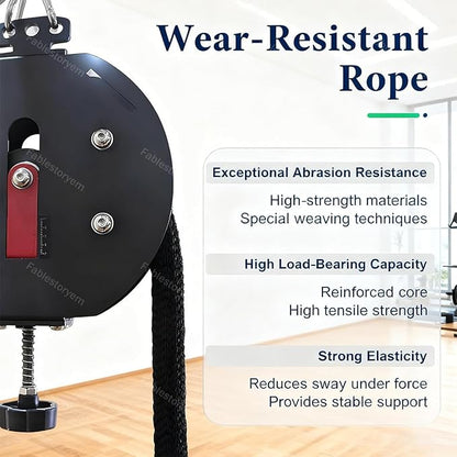 Full-Body Resistance Trainer, Endless Rope Trainer, Portable Cable Pulley System, Rope Climb Equipment with Adjustable Resistance, Home Gym Equipment, 330lb Load, Includes Straps and 2 Lock Red
