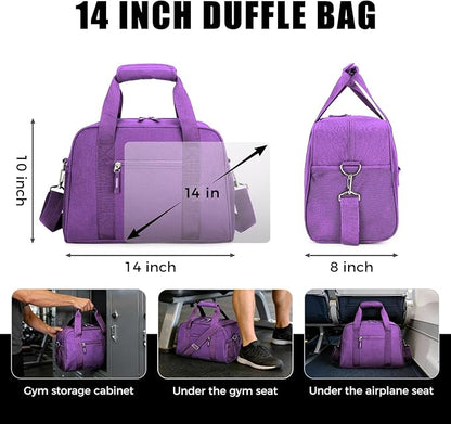 SeaRock 14 inch Small Gym Bag for Men & Women, Mini Duffle Bag for Travel Sports, Lightweight Carry On Duffel Bag, Purple
