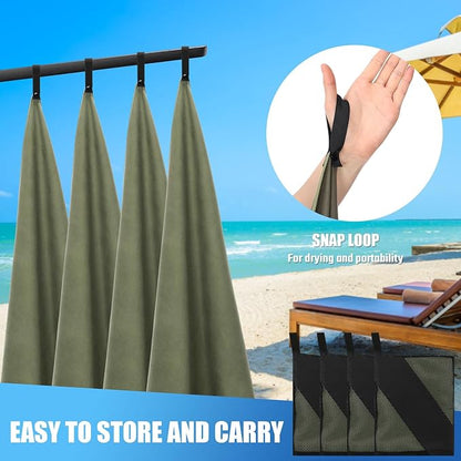 4 Pcs Quick Dry Camping Towel Absorbent Microfiber Travel Towel 47.24'' X 23.62'' Travel Wash Cloth Set for Backpacking Camping Beach Gym Sports Yoga Swimming Pool