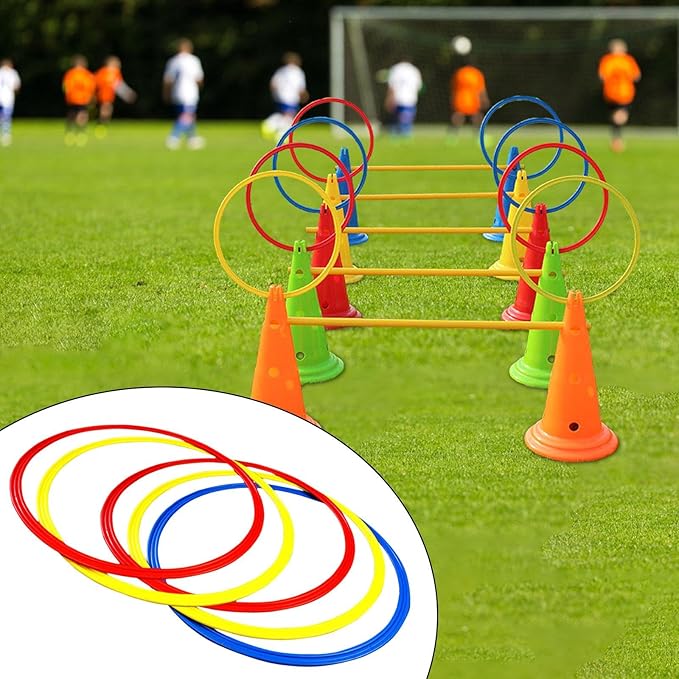 pistro Agility Training Rings Set of 12 Football Speed Ladder Cones Workout Equipment for Sports Training Home Gym Kids Exercise