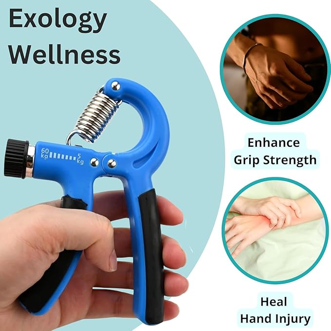 Hand Gripper META_HG60_Blue | Adjustable 5-60kg Grip Strength Trainer for Forearm, Wrist & Hand Exercise | Ideal for Gym, Fitness & Rehabilitation Forearm Strengthener