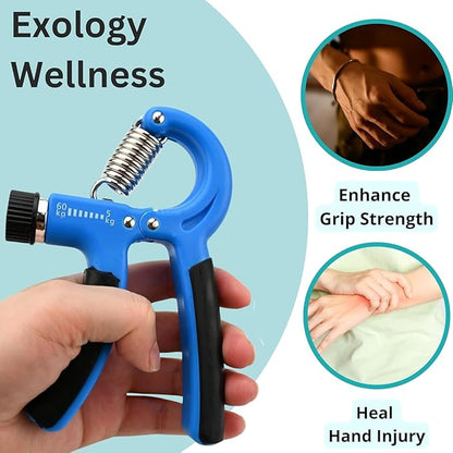 Hand Gripper META_HG60_Blue | Adjustable 5-60kg Grip Strength Trainer for Forearm, Wrist & Hand Exercise | Ideal for Gym, Fitness & Rehabilitation Forearm Strengthener