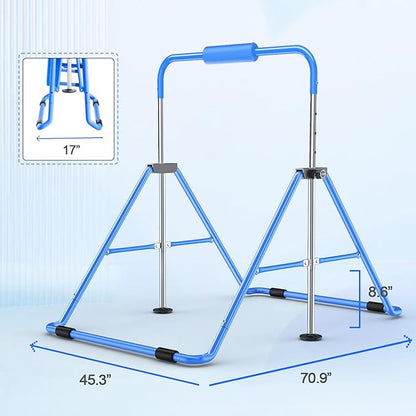 Safly Fun Foldable Gymnastics Bar for Kids, Adjustable 35"-51", Sturdy 145 lbs Capacity, Easy-to-Assemble, Gymnastics Equipment for Kids for Indoor/Outdoor Training