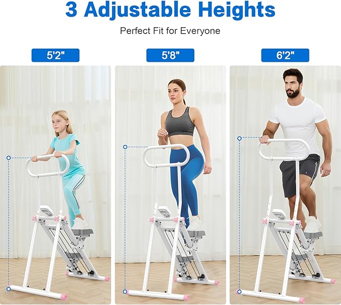 HXD-ERGO Stair Stepper for Home, New Version 6 Adjustable Resistance Vertical Climber Cardio Exercise Machine, Folding Stair Climber for Full Body Workout with Adjustable Handlebar