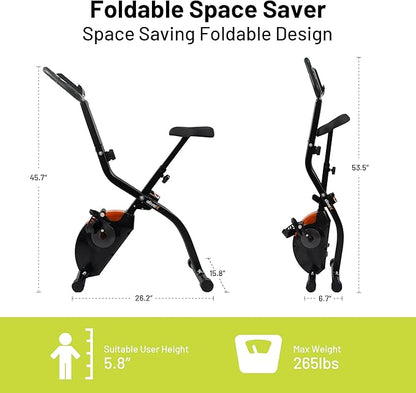 ATIVAFIT 3-in-1 Foldable Exercise Bike for Home, Upright & Recumbent Indoor Bike with 8-Level Magnetic Resistance, Resistance Bands, Quiet Cardio, Adjustable Seat