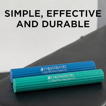 THERABAND FlexBar, 2 Pack, Green, Blue, Therapy Twist Bar, Hand & Wrist Strength, Tennis & Golfer's Elbow, Tendonitis, Rehab Tool for Resistance Exercise, Grip Training, Ease & Recovery