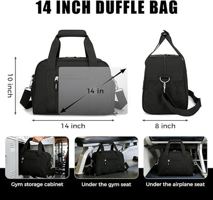 SeaRock 14 inch Small Gym Bag for Men & Women, Mini Duffle Bag with Shoe Compartment, Carry On Duffel Bag for Travel Sports, Black