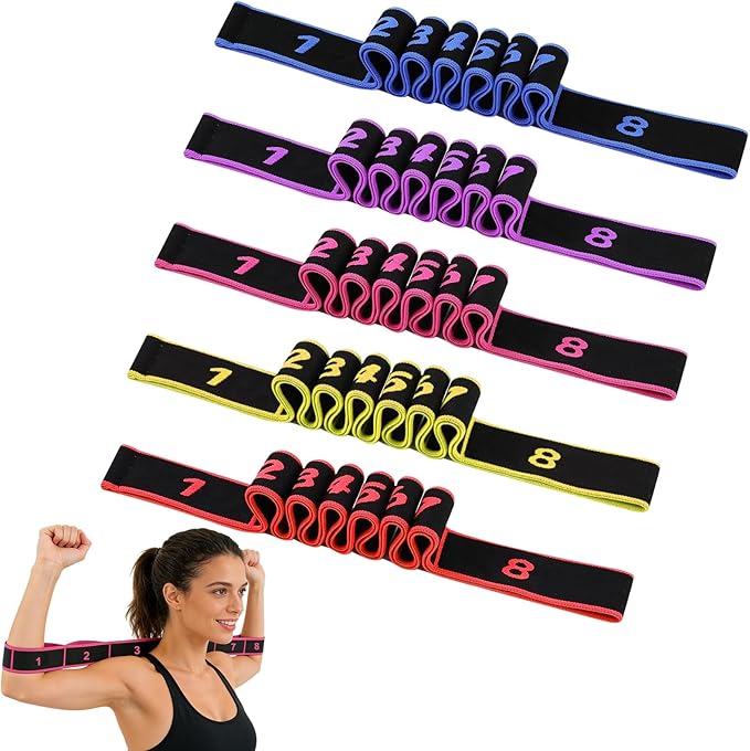 5 Pack Fitness Resistance Bands, Fitness Resistance Band for Stretching and Yoga, Applicable to Pilates, Flexibility Training, Full Body Workout