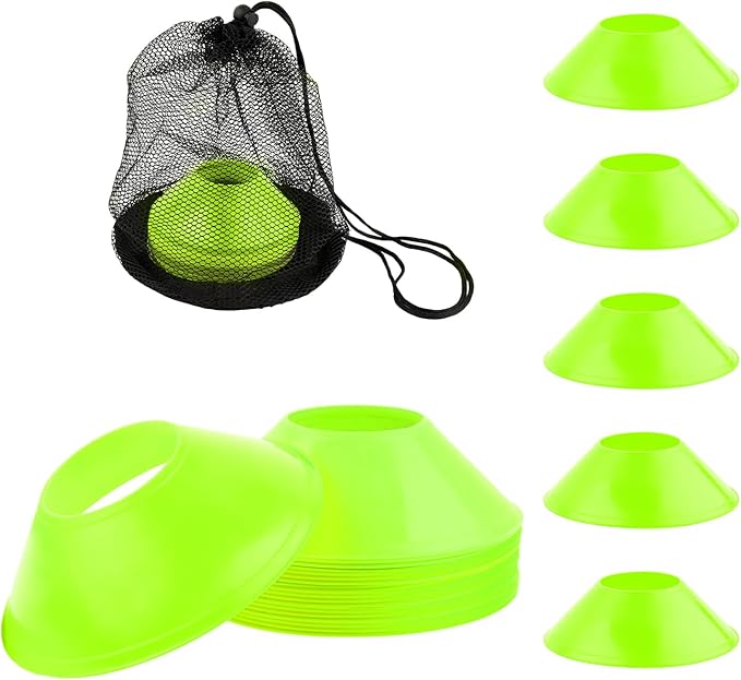 25pcs Soccer Cones for Sports Training, Mini Football Cones & Mesh Bag Flexible Agility Cones Premium Training Cones for Basketball Football Running Drills Sports Games Skating Kids