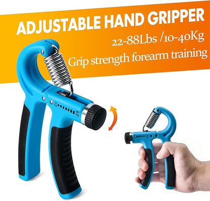 Grip Strength Trainer 7 Pack Adjustable, Finger Stretcher Resistance Extensor Bands, Finger Exerciser, Hand Gripper Strength Ring & Stress Ball
