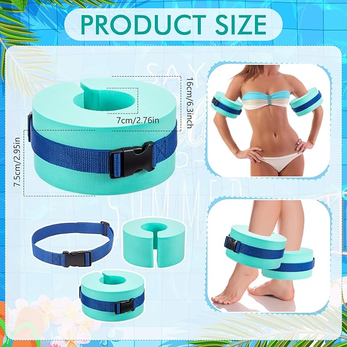 Water Aerobics Set for Aquatic Exercise 1 Pair Swimming Glove 2 Pcs Foam Swim Aquatic Cuffs Water Weights Pool Resistance Fitness Equipment for Swimming Training Workouts