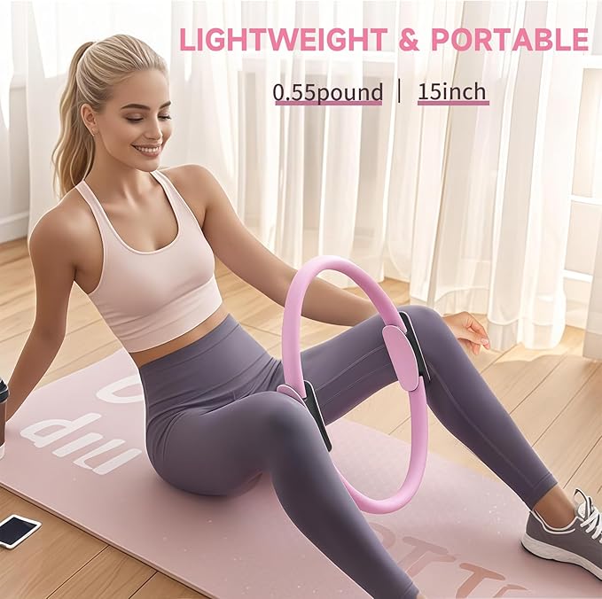 Pilates Essential Kit - Home Pilates Equipment Set - with Toning Pilates Ring & Long Resistance Bands & 3 Level Pilates Loop Bands & Soft Pilates Ball & Pilates Grip Socks