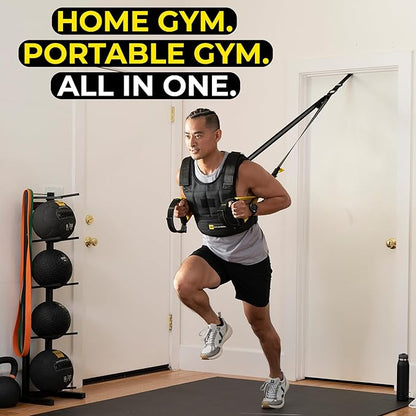 TRX All-In-One Home Gym System – Complete Suspension Training Kit for Strength Training, HIIT & Full-Body Workouts at Home or Outdoors, Includes Indoor & Outdoor Anchors