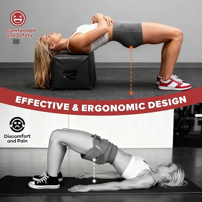 Hip Thrust Bench, Multi-Functional Hip Thrust Box for Home Gym, Non-Slip Hip Thrust Machine for Glute Bridge, Glute Workout Equipment Core Strength Training