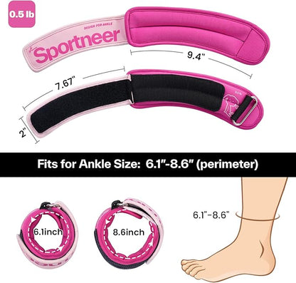 Sportneer Ankle Weights 0.5/1/2/3/5 LBS 1 Pair Wrist Leg Arm Weights for Women Men Kids Child with Adjustable Straps, Strength Weighted for Jogging Running Walking Fitness Gym Workout