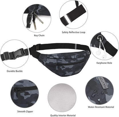 MAXTOP Large Crossbody Fanny Pack with 4-Zipper Pockets,Gifts for Enjoy Sports Festival Workout Traveling Running Casual Hands-Free Wallets Waist Pack Phone Bag Carrying All Phones