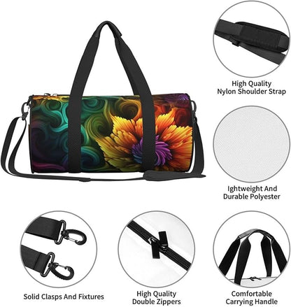 Sports Gym Bag for Women Men Travel Duffel Bag Tote Weekender Bag Carry on Overnight Bag for Travel Swimming Fitness Workout Sports Colored flower Duffle Bag