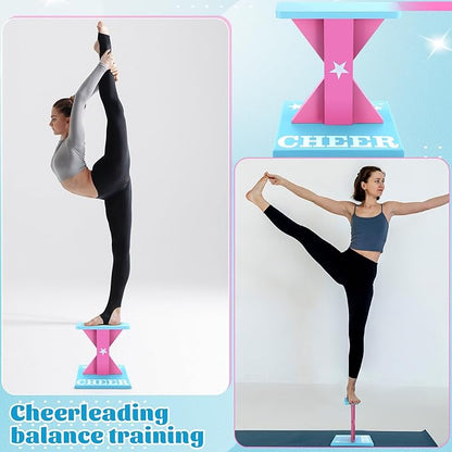Chunful Cheerleading Balance Trainer 12.2 x 13.19 Inch Wood Wooden Cheer Stunt Training Stand Equipment Cheer Flyer Stand for Flexibility Core Strength and Coordination Training