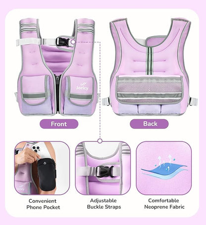 Adjustable Weighted Vest Woman 5-12lb/9-16lb/17-24lb/23-30lb Weight Vest with Reflective Stripe, Zipper Rucking Running Vests for Women Men Workout Walking Strength Training Weight Loss Fitness Weightlifting