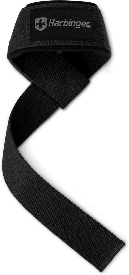 Harbinger Padded Cotton Lift Straps - Soft, Supportive Neotek Wrist Pads - 21.5" Length, 1.5" Width - Reinforced Edges & Heavy-duty Stitching - Cushions Wrists for Lifting Support