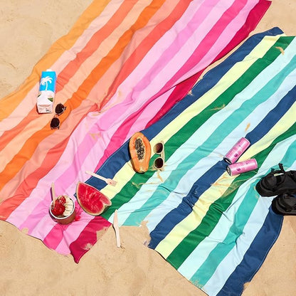 Dock & Bay Beach Towel - Quick Dry, Sand Free - Compact, Lightweight - 100% Recycled - Includes Bag - Rainbow Shores - Set of 4 - Extra Large (200x90cm, 78x35)