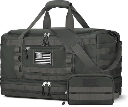 ETRONIK Travel Bag for Men Women, Gym Bag & Tactical Duffle Bags for Travel, Carry on with Toiletry Bag and Shoe Compartment, Weekender Overnight Trip with Wet Pocket for Workout Medical, Gray