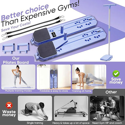 Prorobust Pilates Board, 9 in 1 Mini Plilates Reformer Set, Multifuncional Portable Pilates Reformers Board Kit for Home Gym Workout, Free Combination 100+ Exercise Mode