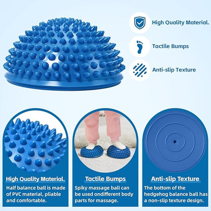Wobble Cushion Set for Sensory Kids and Balance Training - Disc Plus 4 Pods, Board With Pump, Inflatable Stepping Pads for Adults